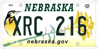 NE license plate XRC216