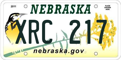 NE license plate XRC217
