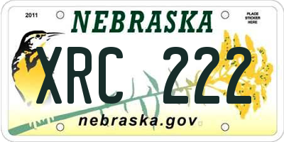 NE license plate XRC222