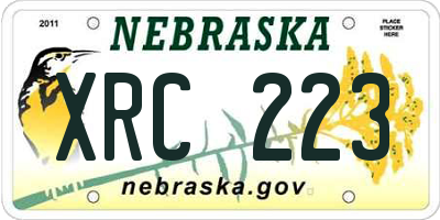 NE license plate XRC223