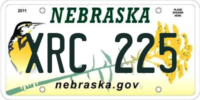 NE license plate XRC225