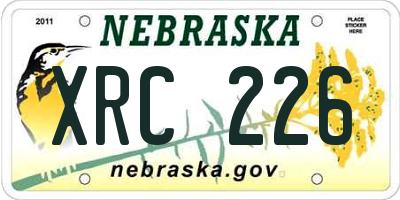 NE license plate XRC226