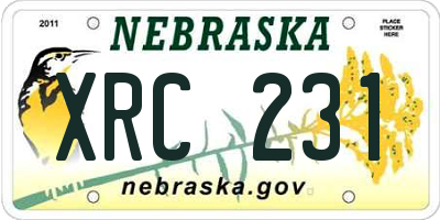 NE license plate XRC231