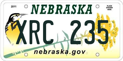 NE license plate XRC235
