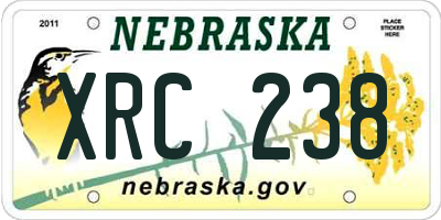 NE license plate XRC238