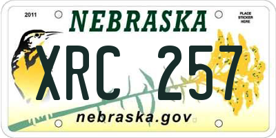 NE license plate XRC257