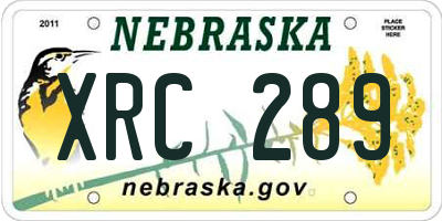 NE license plate XRC289