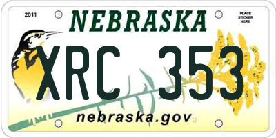 NE license plate XRC353