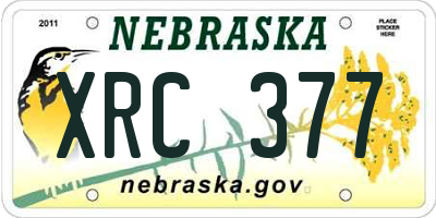 NE license plate XRC377