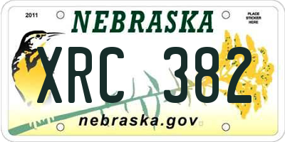 NE license plate XRC382