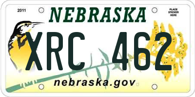 NE license plate XRC462