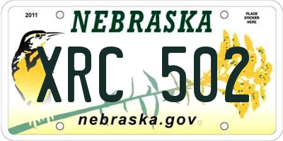 NE license plate XRC502