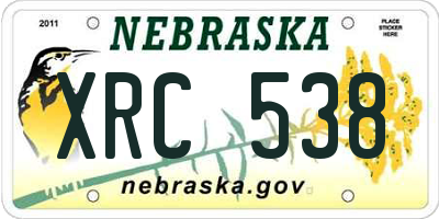 NE license plate XRC538