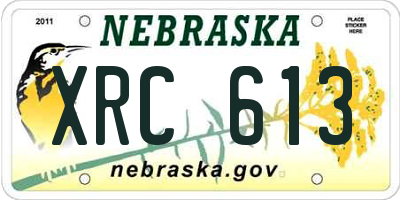 NE license plate XRC613