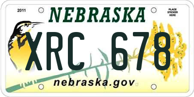 NE license plate XRC678