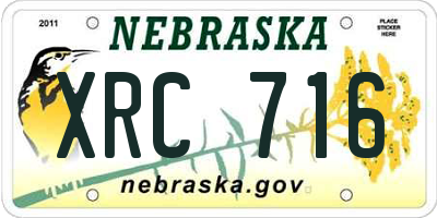 NE license plate XRC716