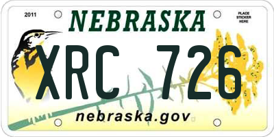 NE license plate XRC726