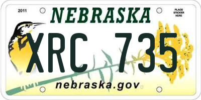 NE license plate XRC735
