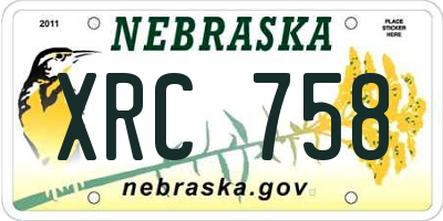 NE license plate XRC758