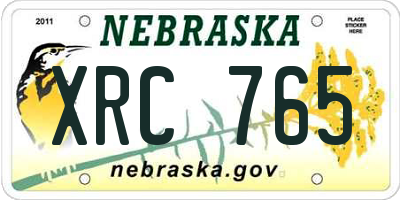 NE license plate XRC765