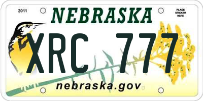 NE license plate XRC777