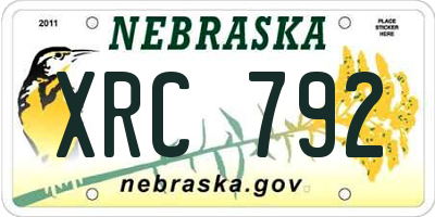 NE license plate XRC792