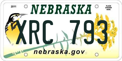 NE license plate XRC793