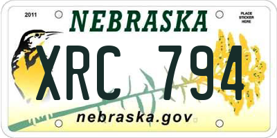 NE license plate XRC794