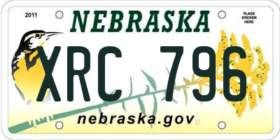 NE license plate XRC796