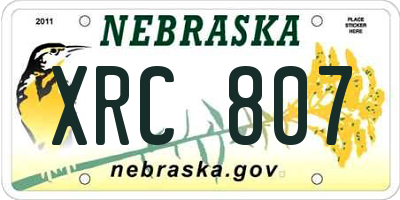 NE license plate XRC807