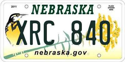 NE license plate XRC840