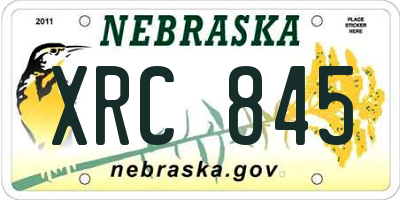 NE license plate XRC845