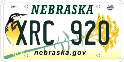NE license plate XRC920
