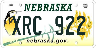 NE license plate XRC922