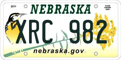 NE license plate XRC982
