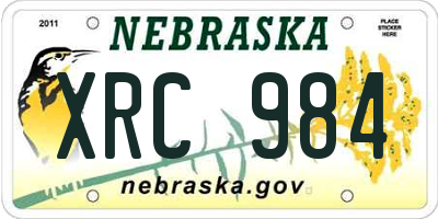 NE license plate XRC984
