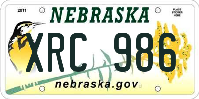 NE license plate XRC986