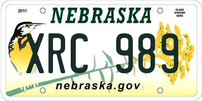NE license plate XRC989