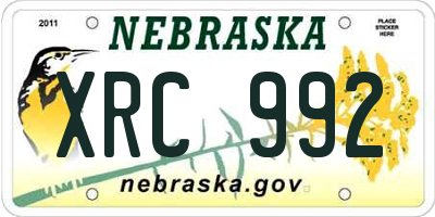 NE license plate XRC992