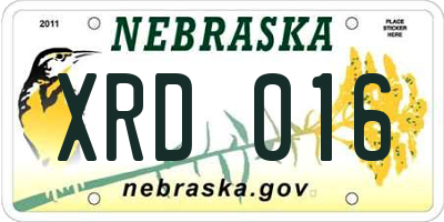 NE license plate XRD016