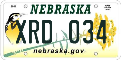 NE license plate XRD034