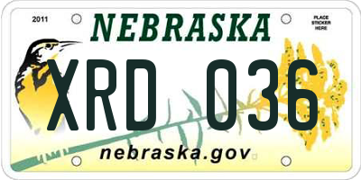 NE license plate XRD036