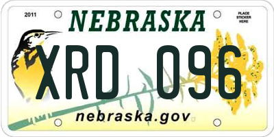 NE license plate XRD096