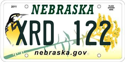 NE license plate XRD122