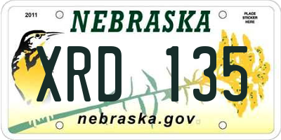 NE license plate XRD135