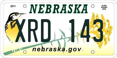 NE license plate XRD143