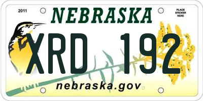 NE license plate XRD192