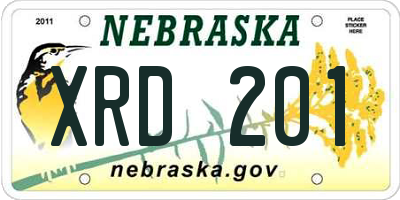 NE license plate XRD201