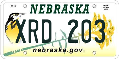 NE license plate XRD203