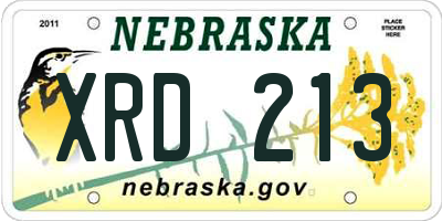 NE license plate XRD213